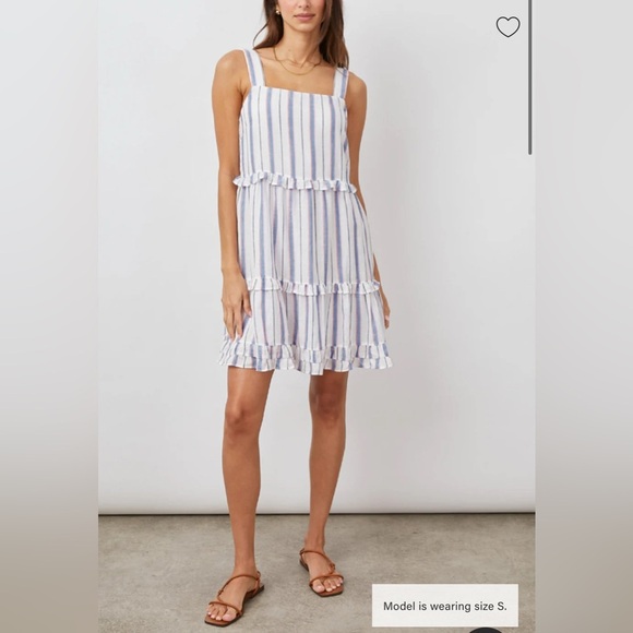 Rails Sandy Linen Tahiti Striped Ruffled Sundress- Small - Picture 1 of 7